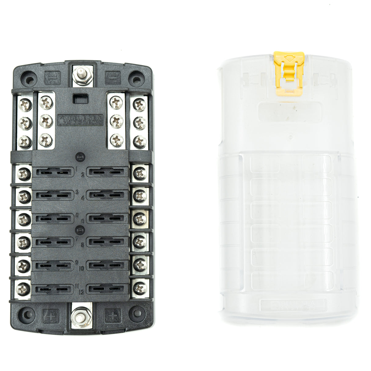 12 CONTACT FUSEBLOCK WITH GROUNDING AND SPLASH COVER