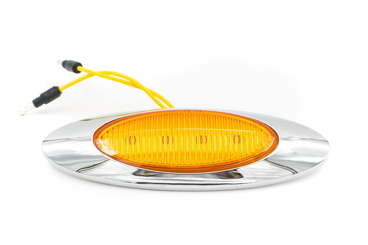M1 LED MARKER LIGHT, AMBER; W/ CHROME BEZEL AND BULLET CONNECTOR