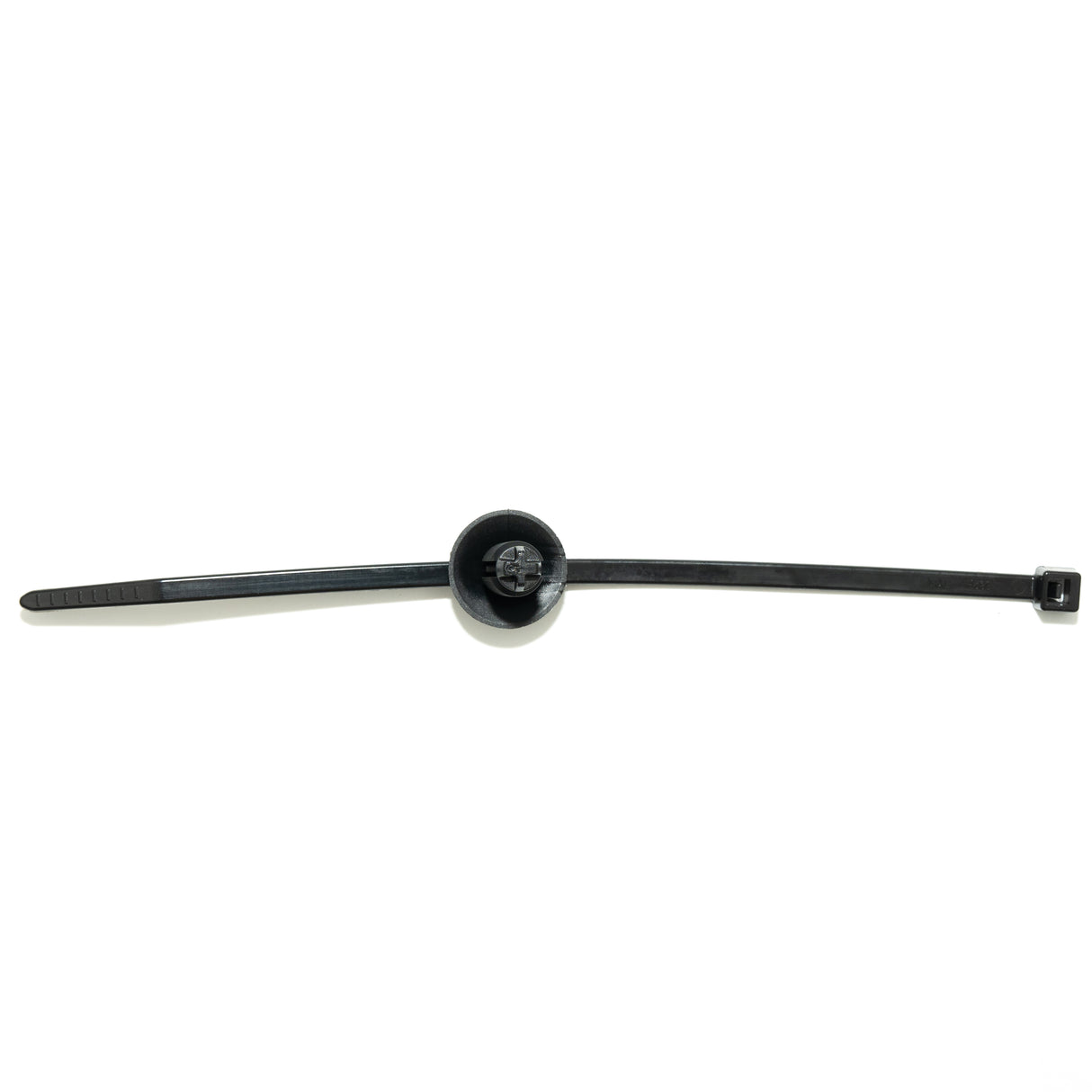 12" BLACK NYLON CABLE TIE W/ ATTACHED 1/4" FIR TREE MOUNT