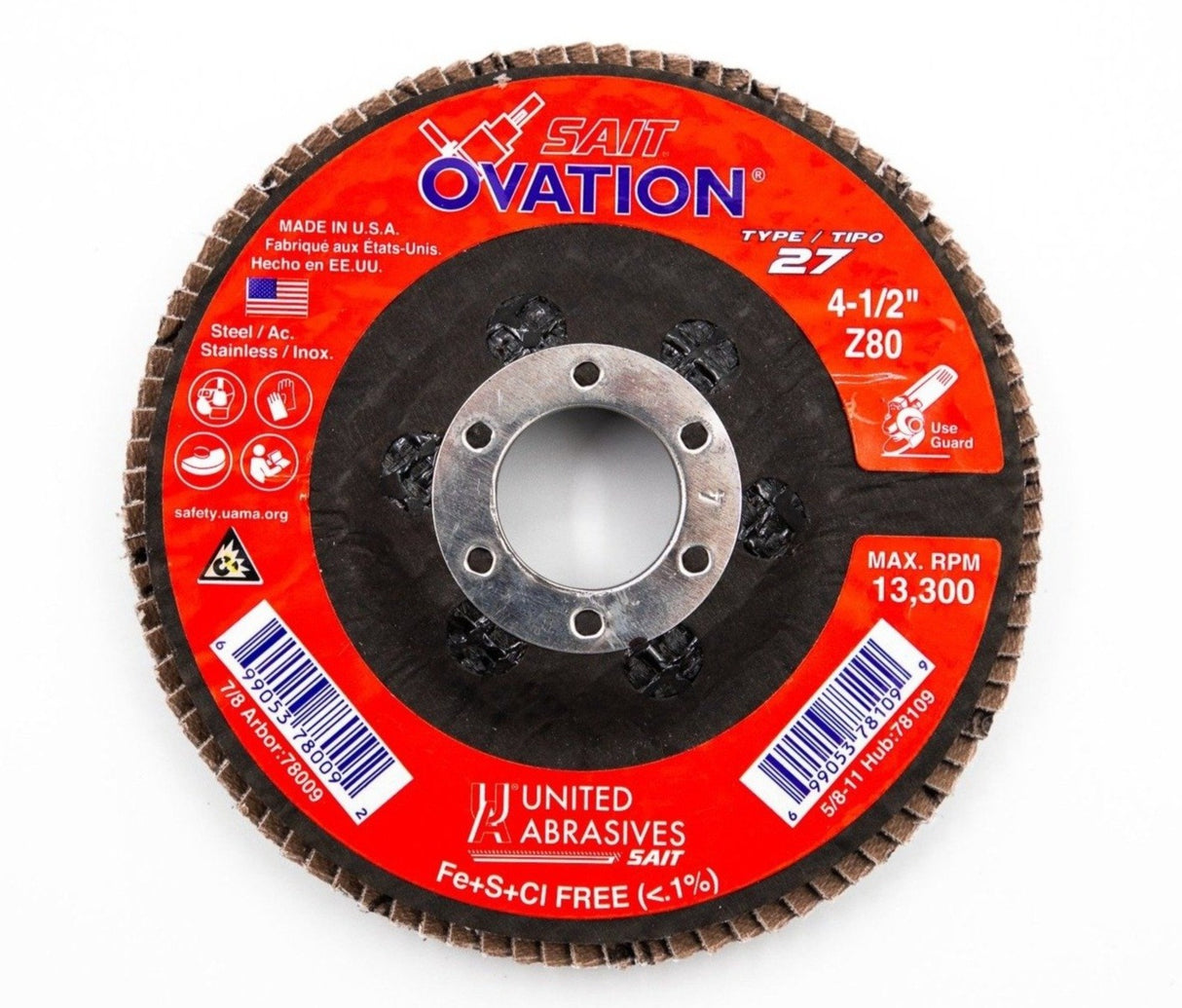 HIGH DENSITY ZIRCONIUM FLAP DISC 4-1/2" DIAMETER, 7/8" ARBOR