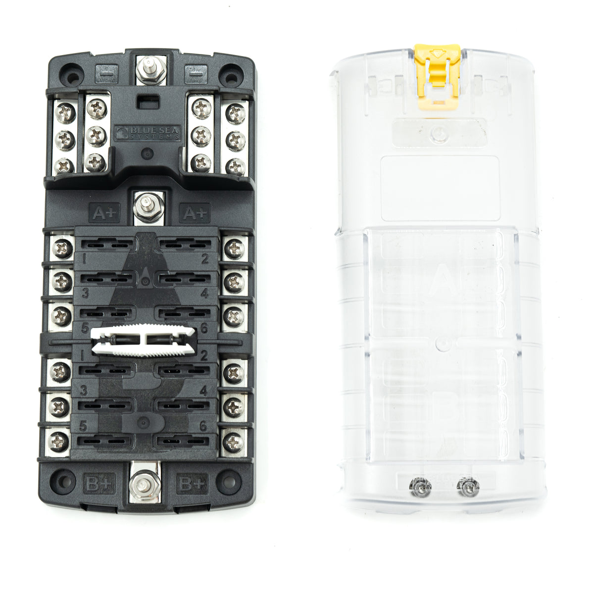 12 CONTACT SPLIT BUS FUSEBLOCK WITH GROUNDING PAD AND SPLASH COVER ...